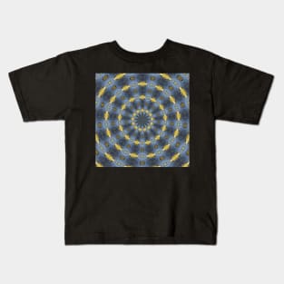 Gray and gold Kaleidoscope pattern Kids T-Shirt